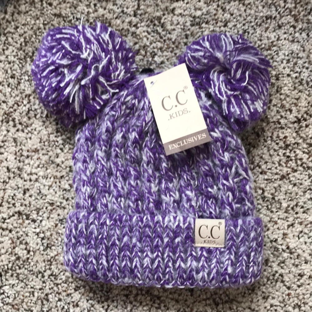 Kids c.c beanie, double pom pom cc beanie, beanies